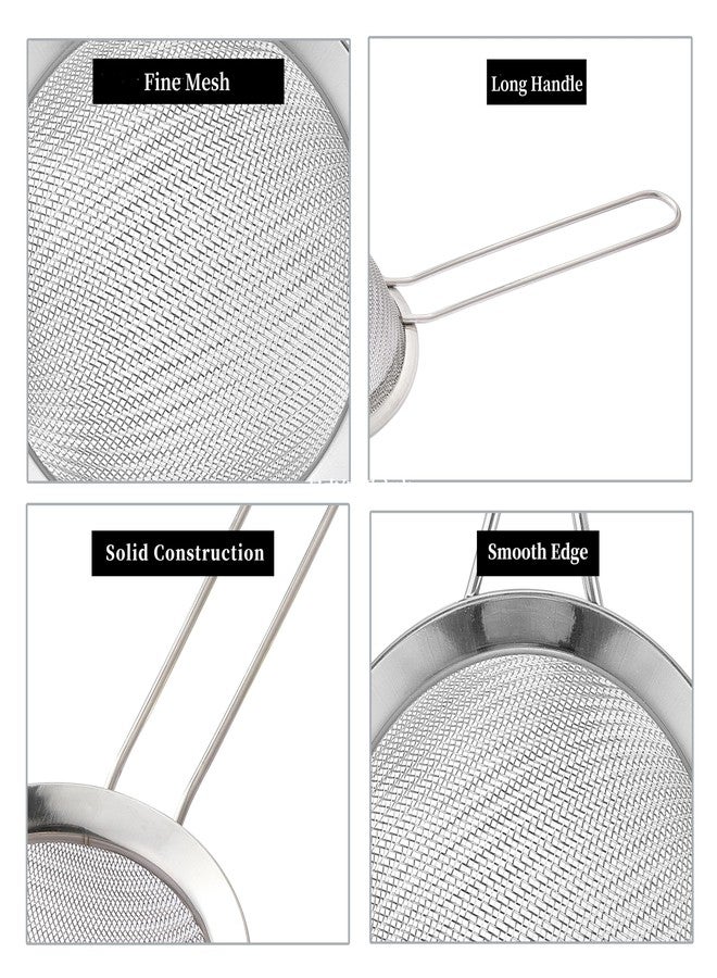 XZZWLL 2 Pack Fine Mesh Strainers, Mini Stainless Steel Strainer with Handle for Kitchen, Metal Sieve Sifters for Straining Tea, Matcha, Cocktail, Juice and Coffee (8.6in 7.5in) - Image 3